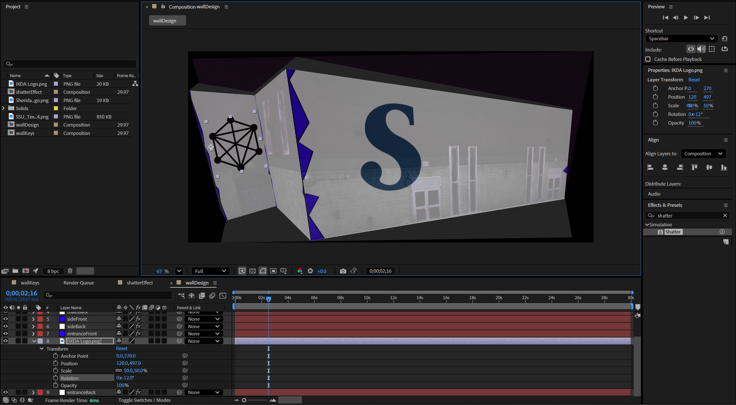 Projection mapping process work